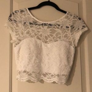 Two piece white sparkly dress